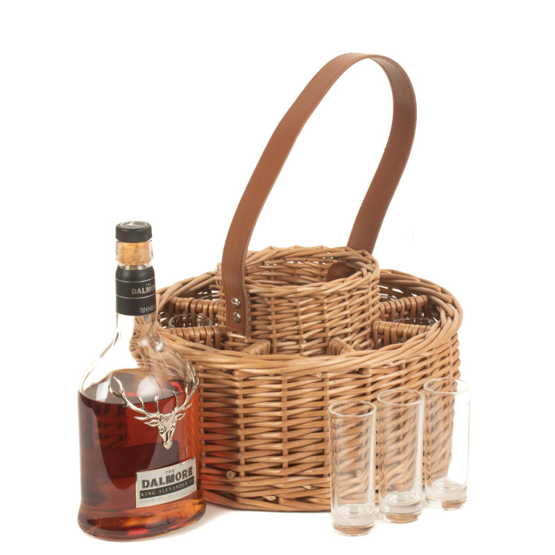Wicker Drinks Celebration Carrier Basket with glasses