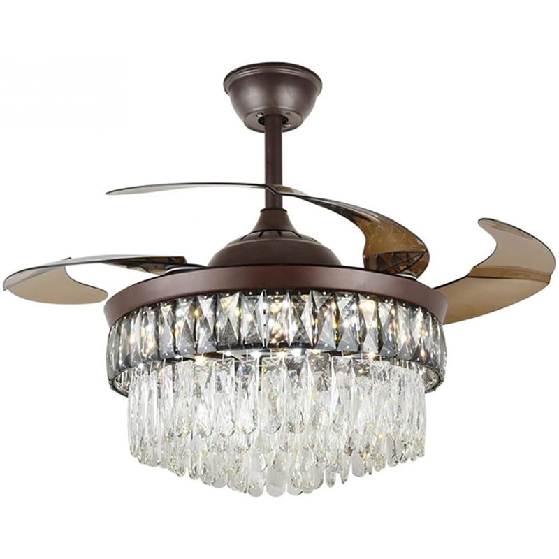 Ventilateur de plafond 42 po à 4 pales en cristal Eather avec télécommande et ensemble d'éclairage inclus