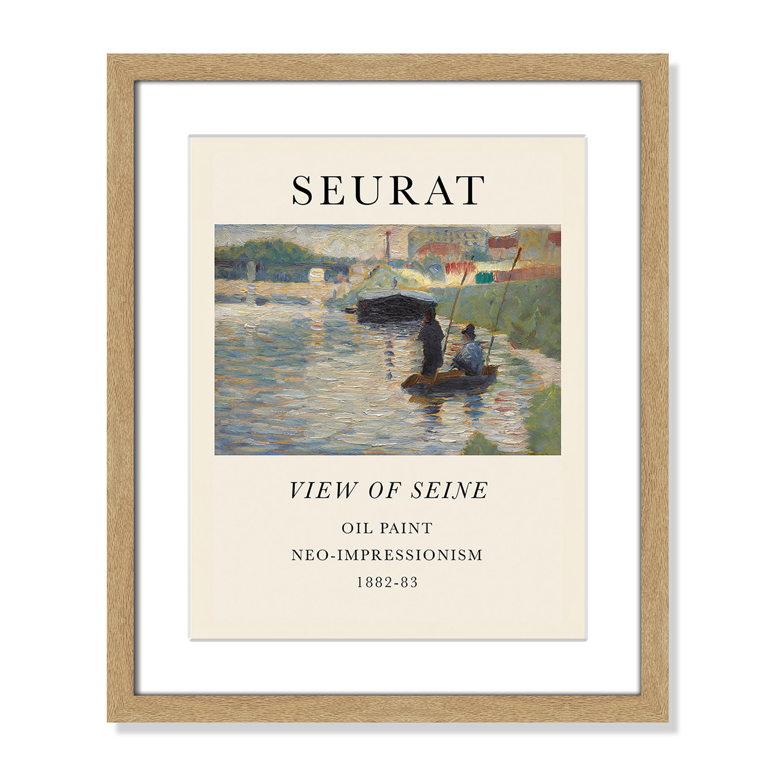 View Of Seine by Georges Seurat, Yes, 19" H x 16" W x 1.25" D, Natural Single Picture Frame