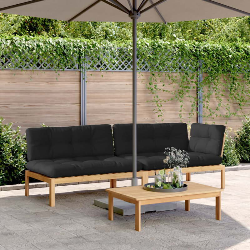  Ensemble de canapé modulaire Pallet, Naturel, Noir
