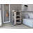 Bar Cart With Glass Door, 2-Side Shelves And Casters, Light Gray