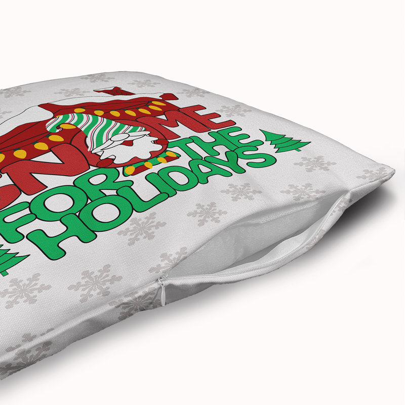 Coussin décoratif avec insert Gnome for the Holidays, H 24 po x l 24 po, Blanc
