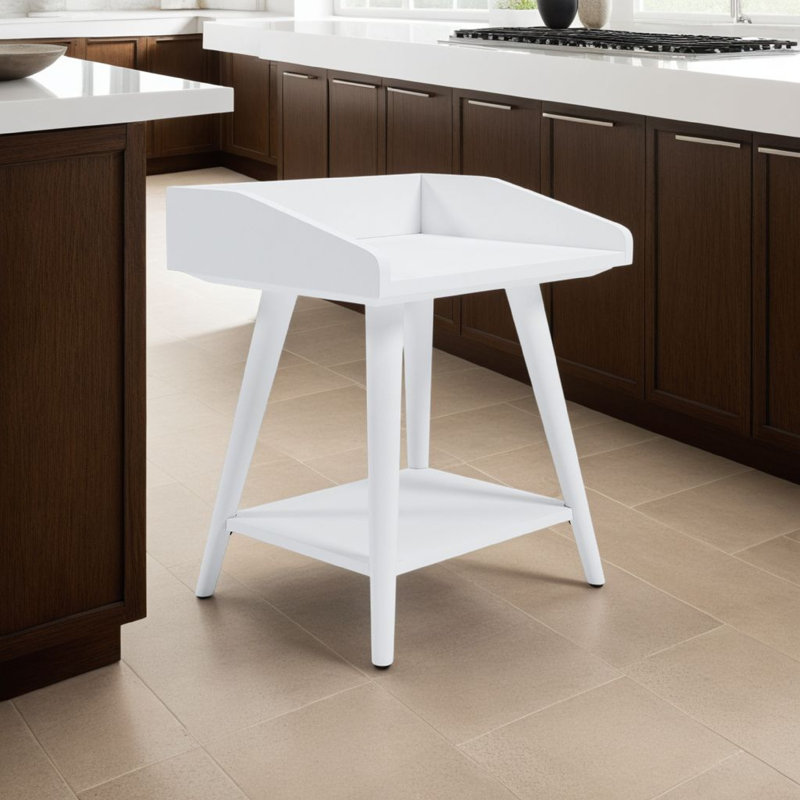 Table d'appoint Arid, 22 po, plateau galerie Rail, bois blanc