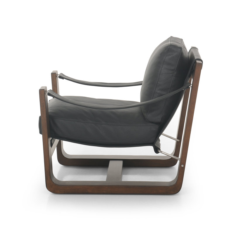 Arista Upholstered Armchair, Carson Black Genuine Leather
