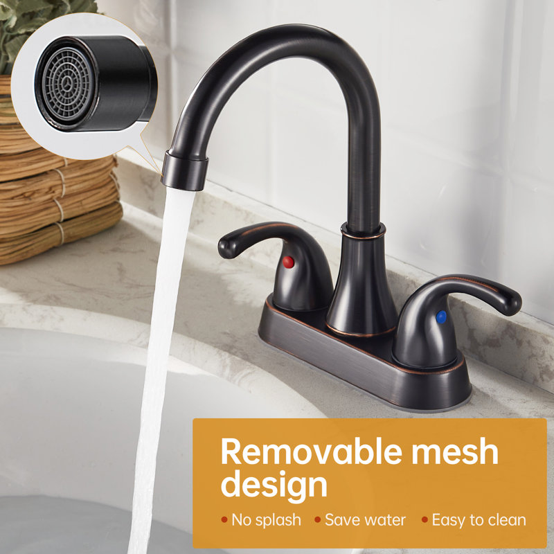 Oil Rubbed Bronze 4-Inch Centerset Bathroom Faucet with Pop-Up Drain