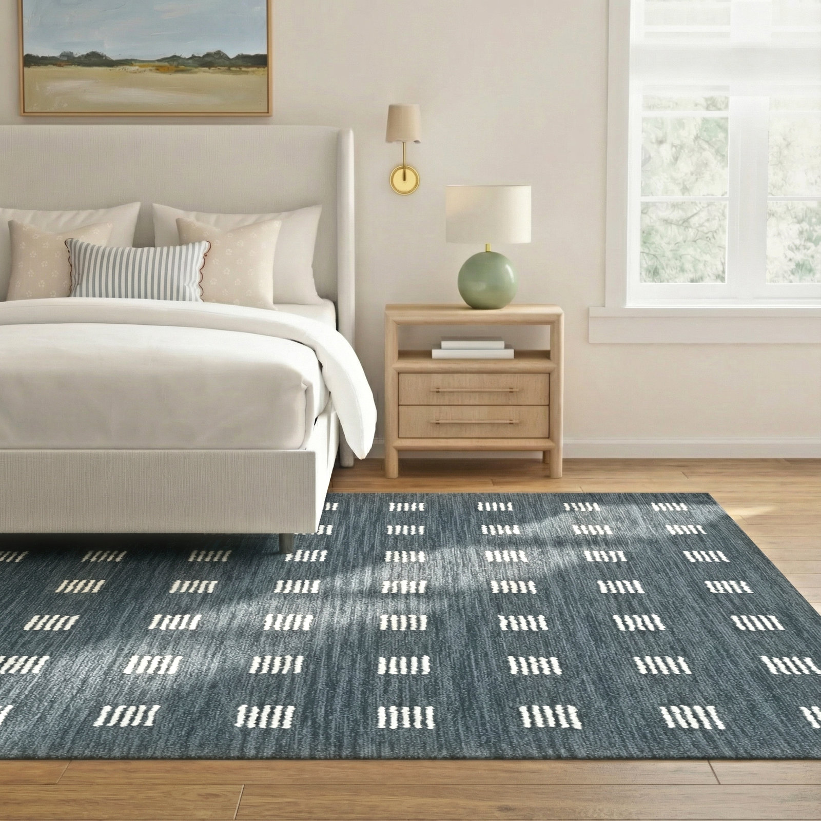 Corinth Hand Tufted Wool Blue Rug, Rectangle 9' x 12'