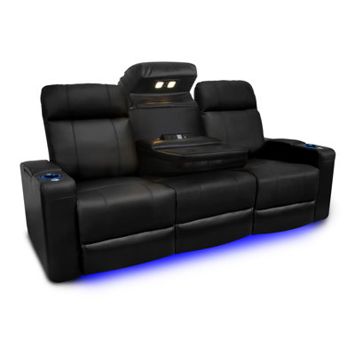 Siège de cinéma en cuir véritable de 31 po de largeur avec porte-gobelet