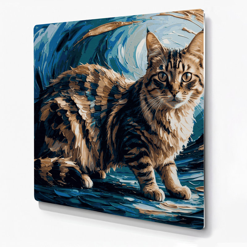 Cats Skookum, art mural gris en métal, H 12 po x l 12 po