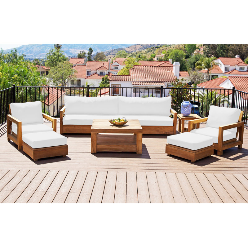 Chatsworth 7 Piece Deluxe Seating Group With 36" Chat Table, White Sunbrella®