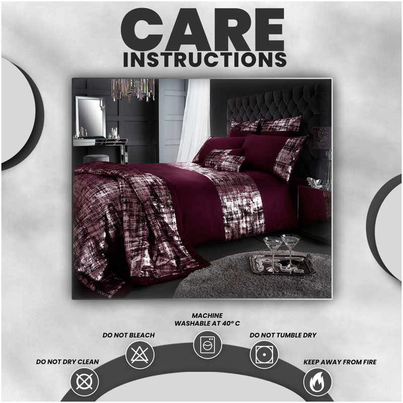 Polyester Solid Colour Duvet Cover with Pillowcases, Burgundy, Kingsize Duvet Cover + 2 Standard Pillowcase
