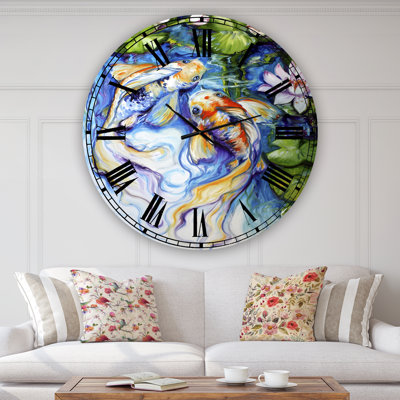 Koi Koi And Lily - Grande horloge murale nautique et côtière