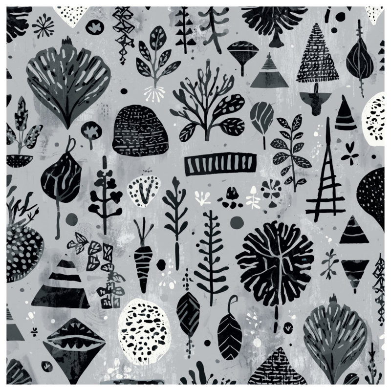 Coussins décoratifs noirs et blancs à motif botanique, 18 x 18 pouces