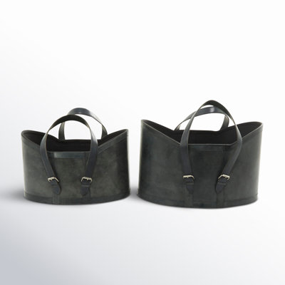 Leather Handmade Decorative and Functional Storage Basket with Handles