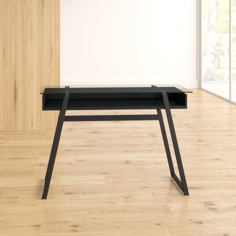 Glass Top Metal Base Writing Desk