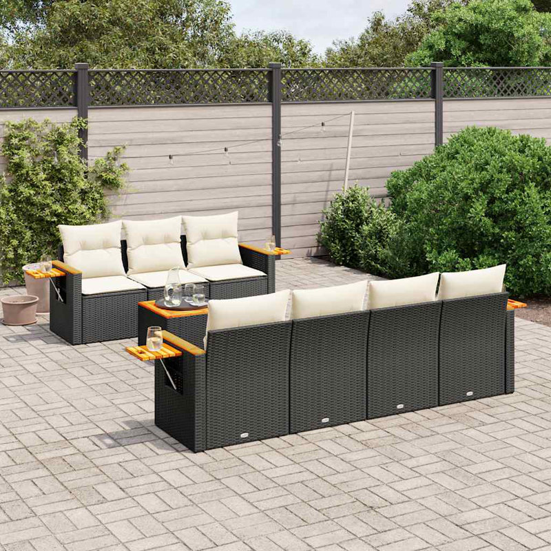 Vidaxl Garden Sofa Set Black, Cream White