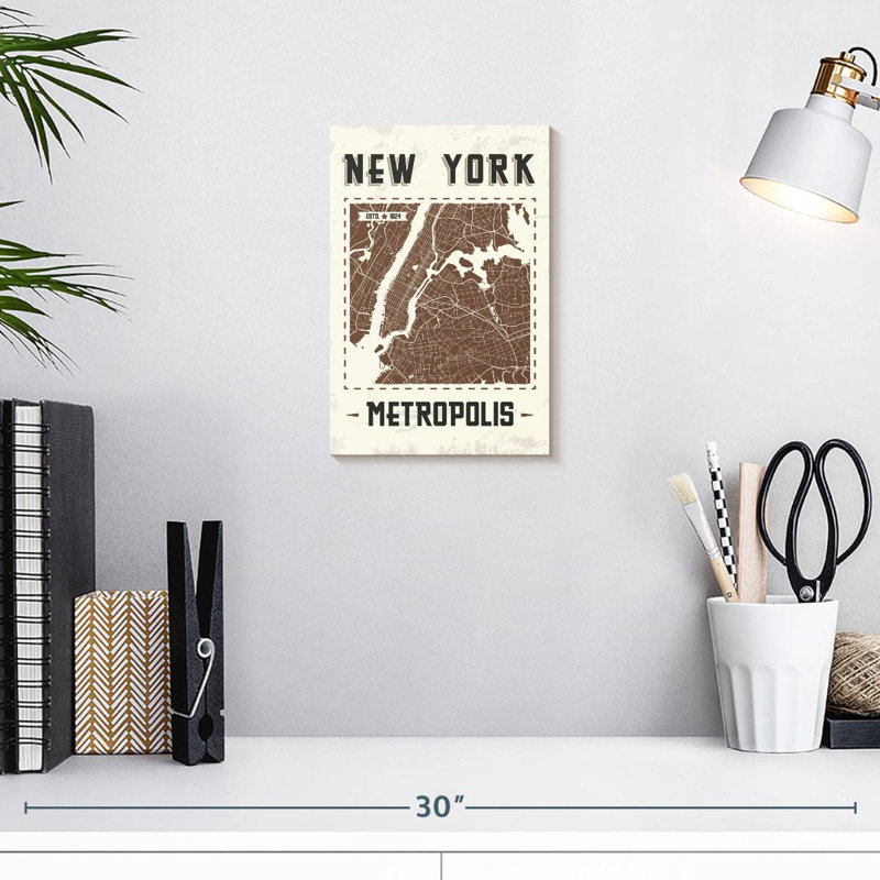 Aliaz New York Map, 12" H x 8" W