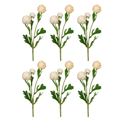Audet Silk Decorative Artificial Rose Persian Buttercup Flowers,Set of 6"