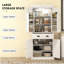 Armoire de cuisine de style nordique avec lumières DEL, 6 tablettes de porte, un tiroir et 4 tablettes réglables, pour votre maison-124437670