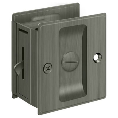 Deltana SDL25U15A Pocket Lock, 2-1/2" x 2-3/4" Privacy in Antique Nickel