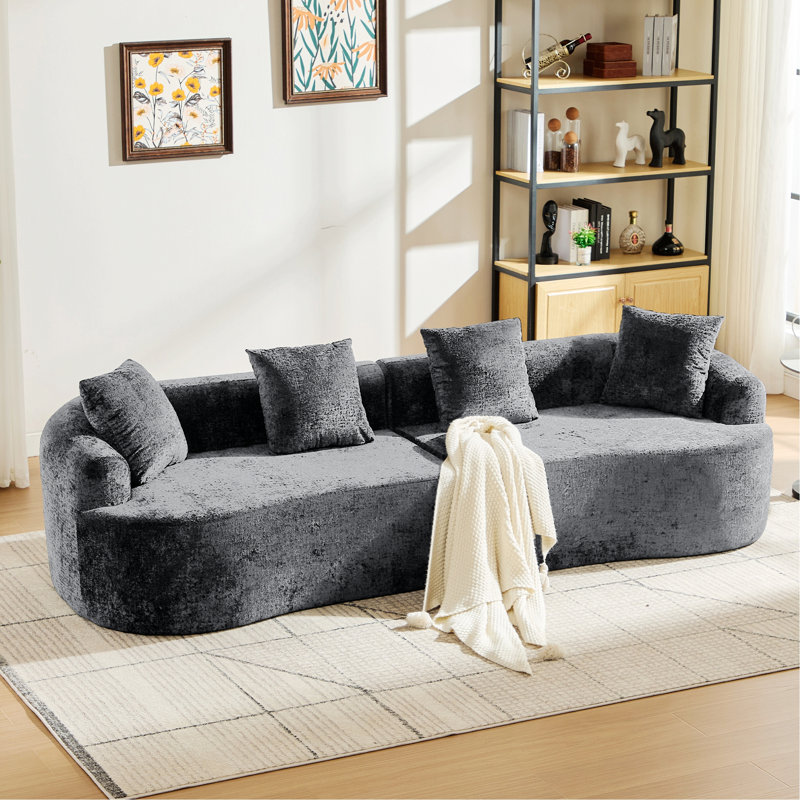 Canapé courbé avec coussins pour petits espaces, Gris