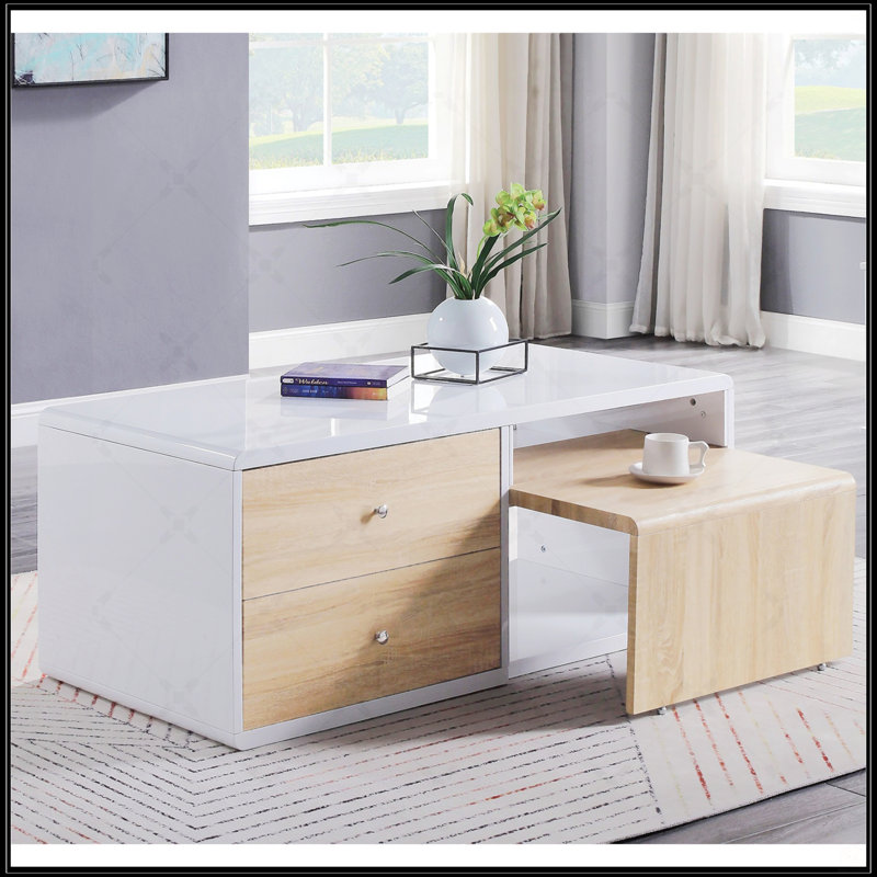 Rectangular Coffee Table With Pull-Out Table