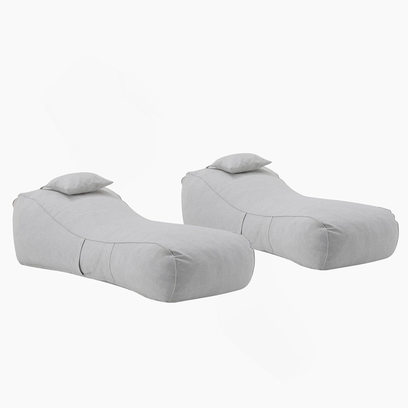 Outdoor Bean Bag Lounge Chair, Light Gray, Set Of 2, 2