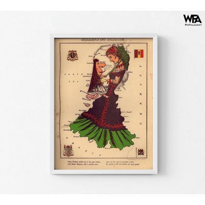 Carte anthropomorphique des Pays-Bas et de la Belgique, affiche de carte de dessin, impression de géographie amusante, décoration murale de géographie rustique, affiche de la Belgique