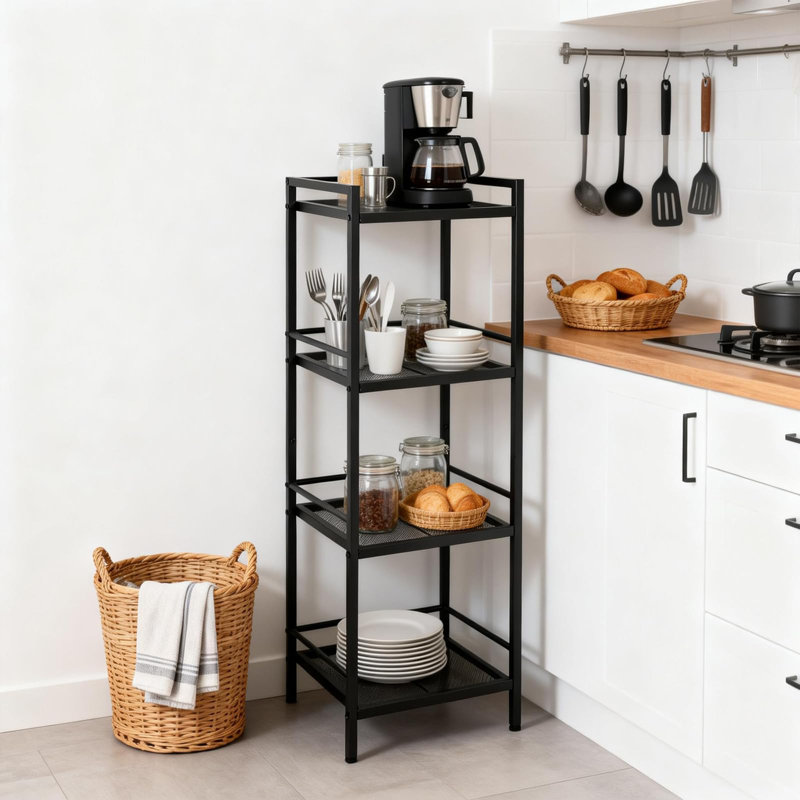 39cm W Metal Storage Rack, Black