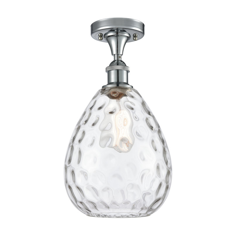 Morganna Glass Semi Flush Mount, 6 Watt Vinage LED Bulb, Polished Chrome