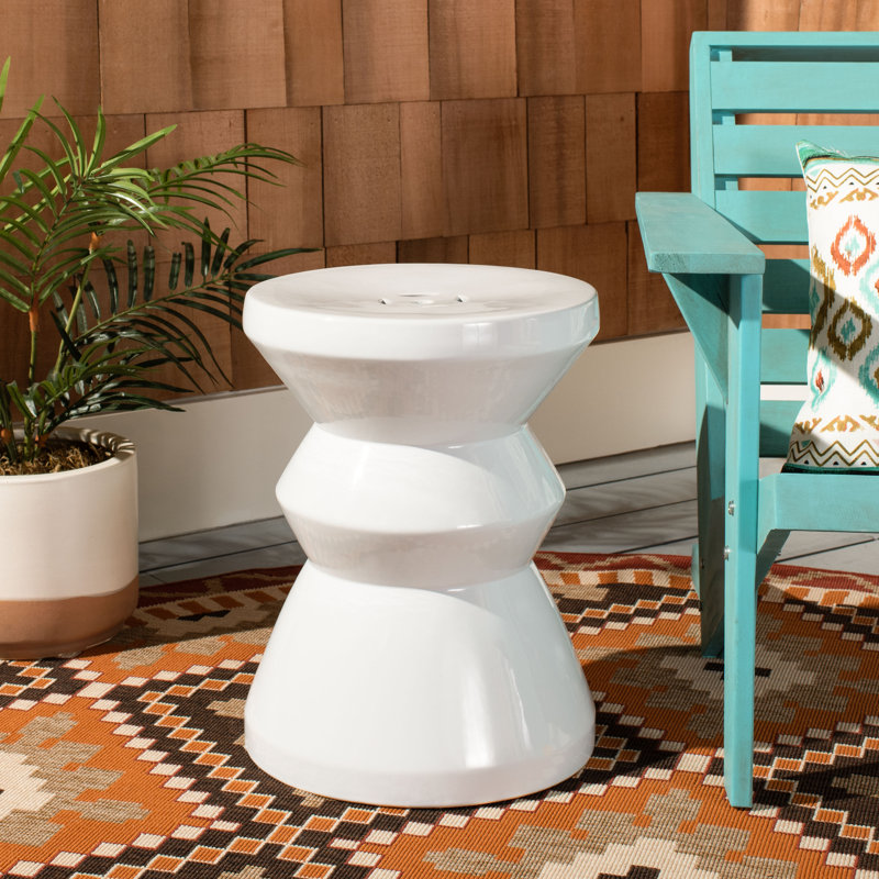 Potashnick Ceramic Accent Stool, White
