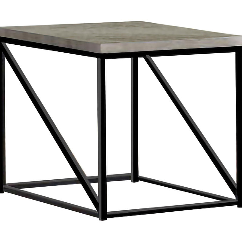 Table de bout moderne grise, base en métal et en métal, de style industriel, l 24,23 po x P 24 po