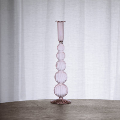 Glass 12'' H Glass Tabletop Candlestick