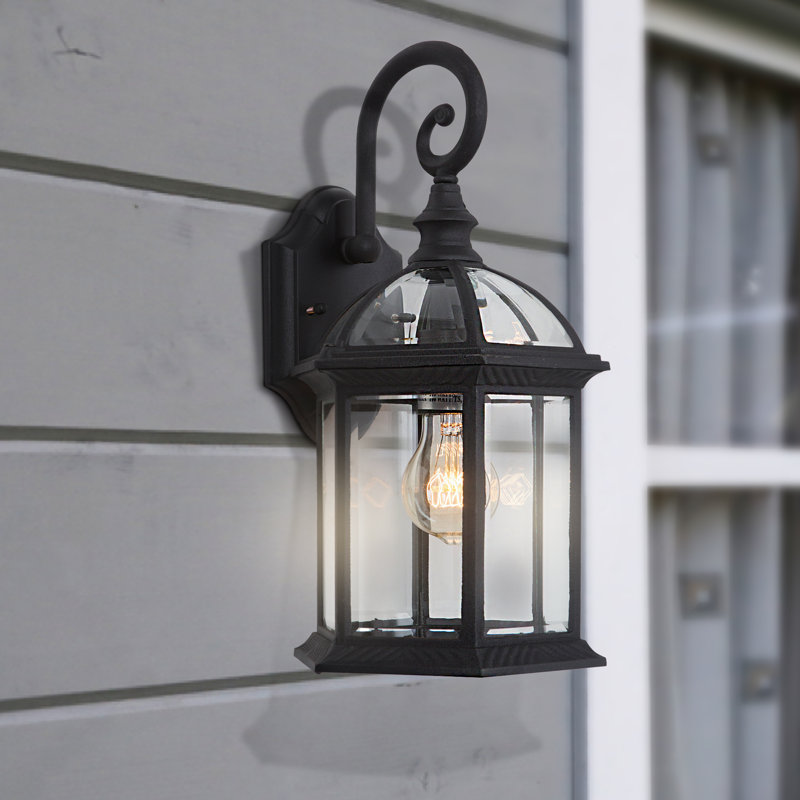 Barnabas Aluminum Wall Light, Black Finish with Clear Beveled Glass