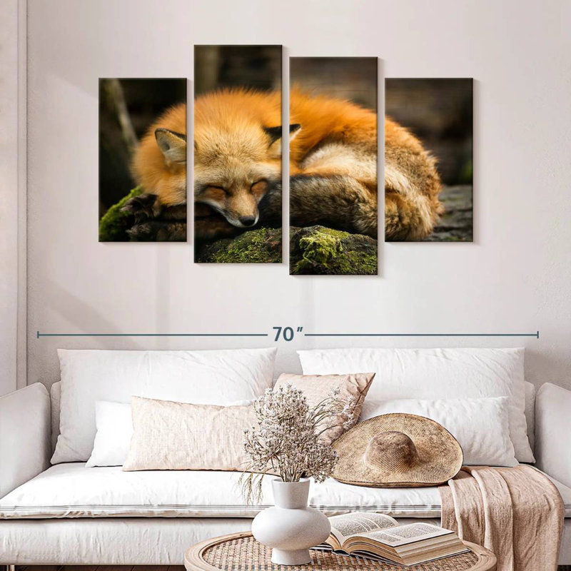 Brampt Sleeping Yellow Fox, 32" H x 52" W