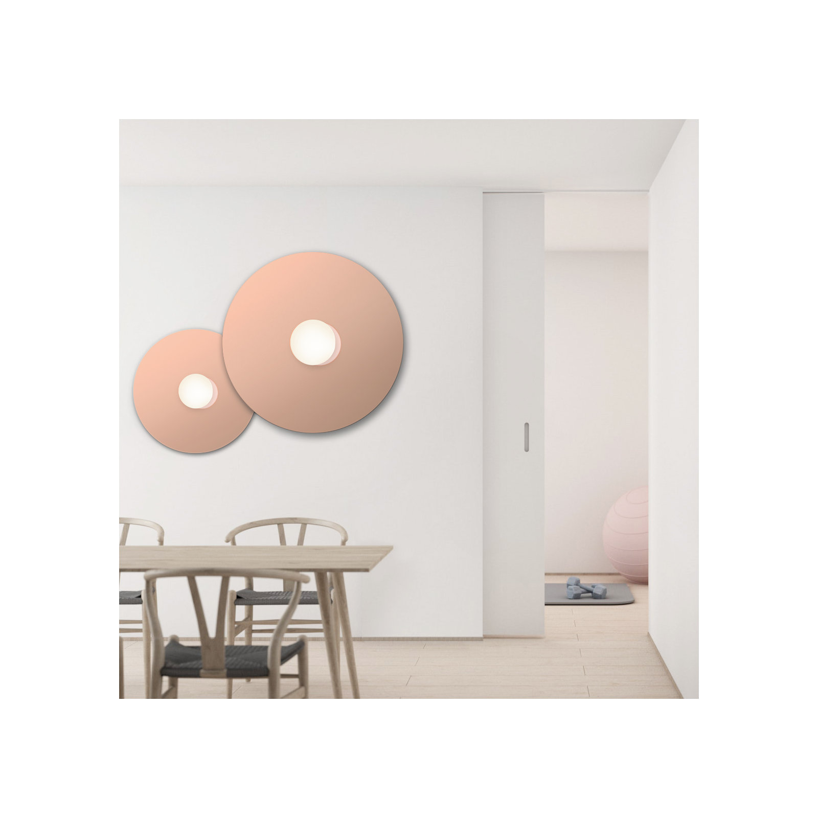 Bola Flush Disc, Rose Gold, 8.2" H x 32" W x 32" D
