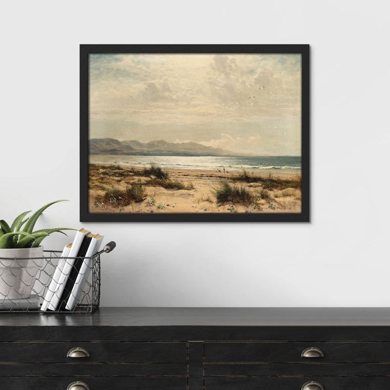 «Beach Ocean Seashore Landscape» sur papier, Noir, H 12 po x l 16 po