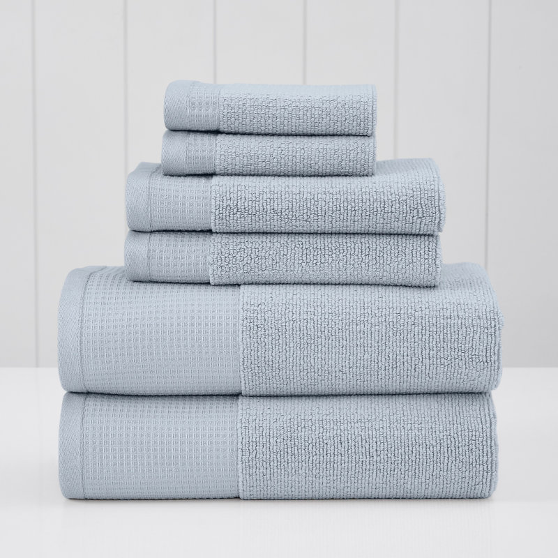 Modern Threads 6-Piece Waffle-Rib Cotton Towel Set Soft Ultra-Absorbent for Bathroom & Spa, Air