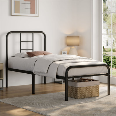 Metal-Framed Bed with High Headboard