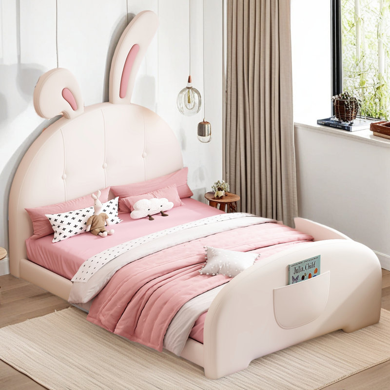 Lit simple princesse en forme de lapin rembourré, Blanc