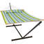 Hamac de bar en polyester matelassé pour 2 personnes avec support Mullin - bleu / vert-10600042-10600043