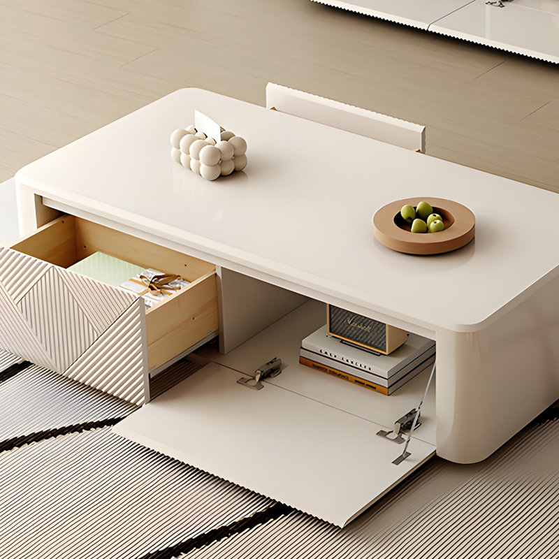 Cream Style Small Space Coffee Table with Rounded