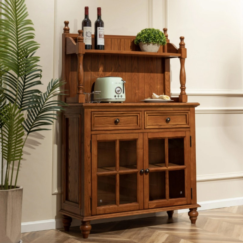Buffet cerisier massif et bois manufacturé, 57.87" H x 31.1" W x 15.35" D