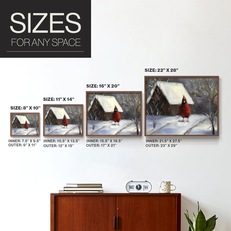 Chirstmas Art-CXCIX -Framed Print - Restickable, H 8 po x l 10 po, Noyer