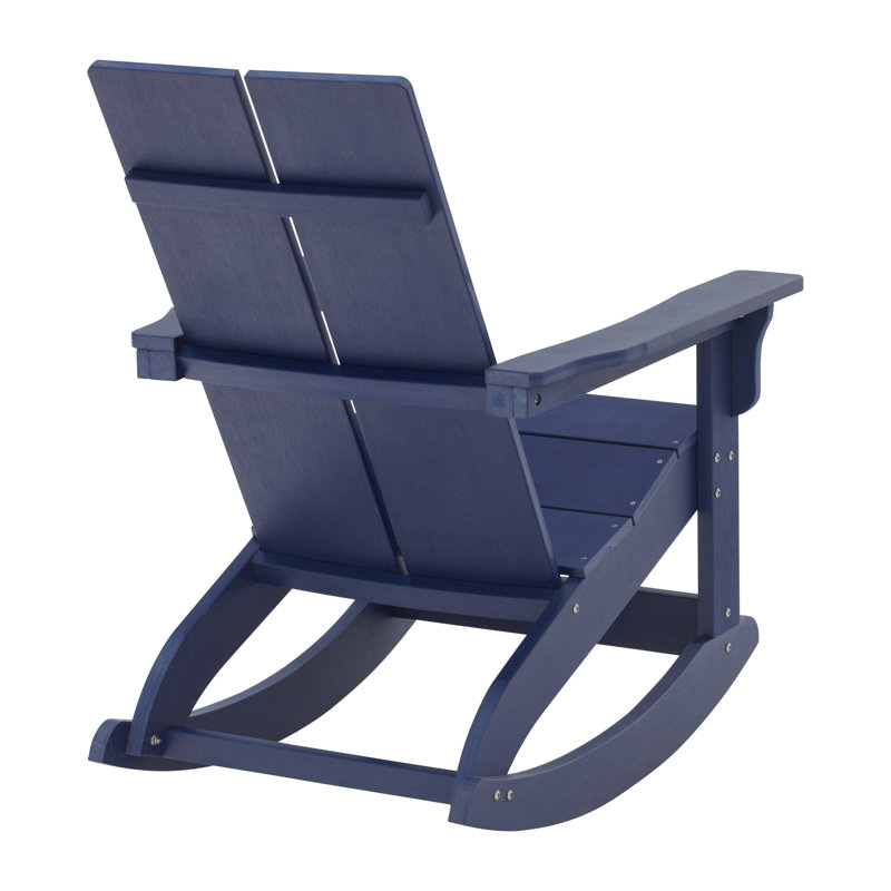 Ensemble de 2 chaises berçantes intérieures et extérieures en poly Adirondack, Marine