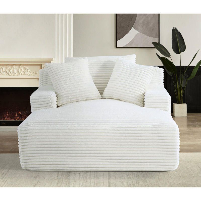 Chaise rembourrée pleine mousse en velours côtelé, couleur, canapé confortable moderne, canapé-lit surdimensionné pour la chambre à coucher et le salon, sans assemblage, velours côtelé avec coussin, confortable