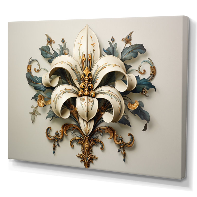 Fleur-De-Lis A Lilly Flower Ii - Symbols Wall Art, Toile tendue, H 34 po x l 44 po x P 1,5 po