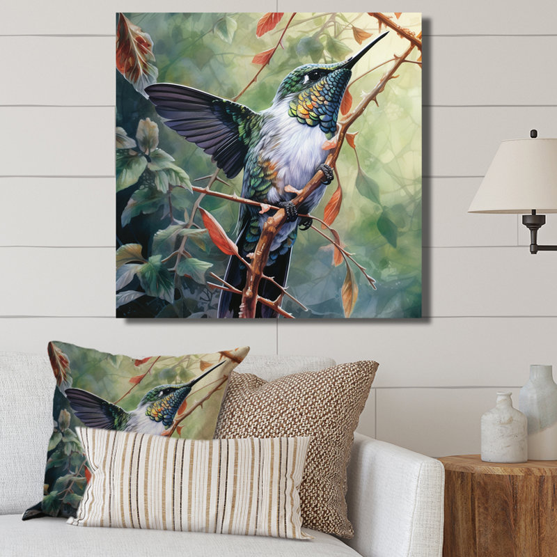 " Graceful Hummingbird IV ", Wrapped Canvas, 16" H x 16" W x 1" D