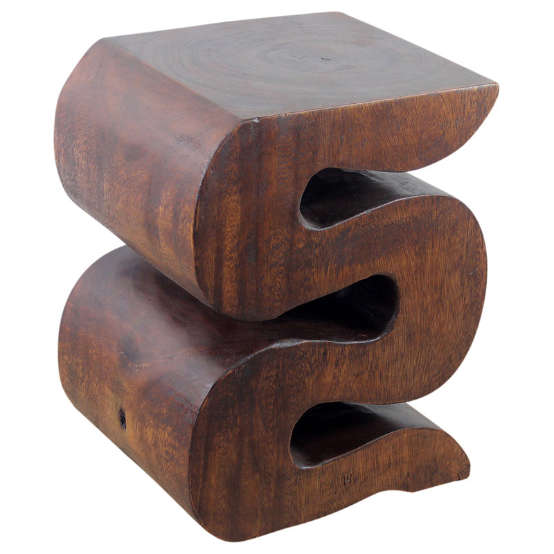 Harison Solid Wood End Table, Dark Brown Wood, 18" H x 14" W x 12" D