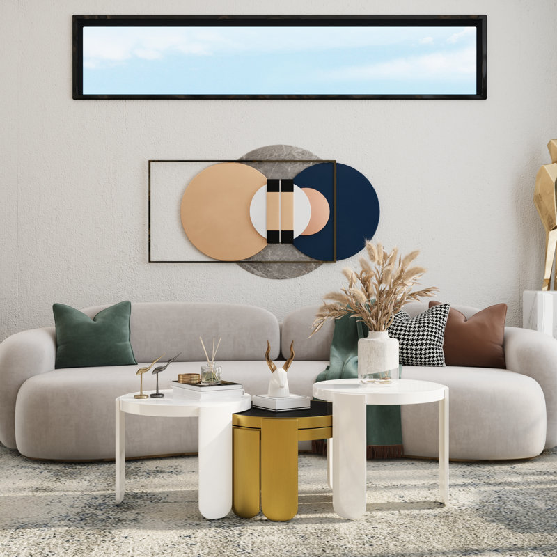 Luxury 4 In 1 Gold Coffee Table, 4-Piece Round Nesting Coffee Table Set Of 4, Gold Coffee Table For Living Room, Apartment, Office, Small Space