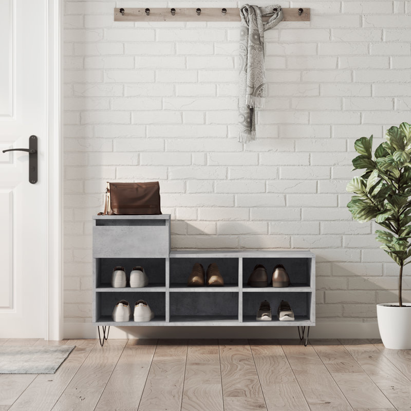 6 Pair Shoe Storage Cabinet, Concrete Grey
